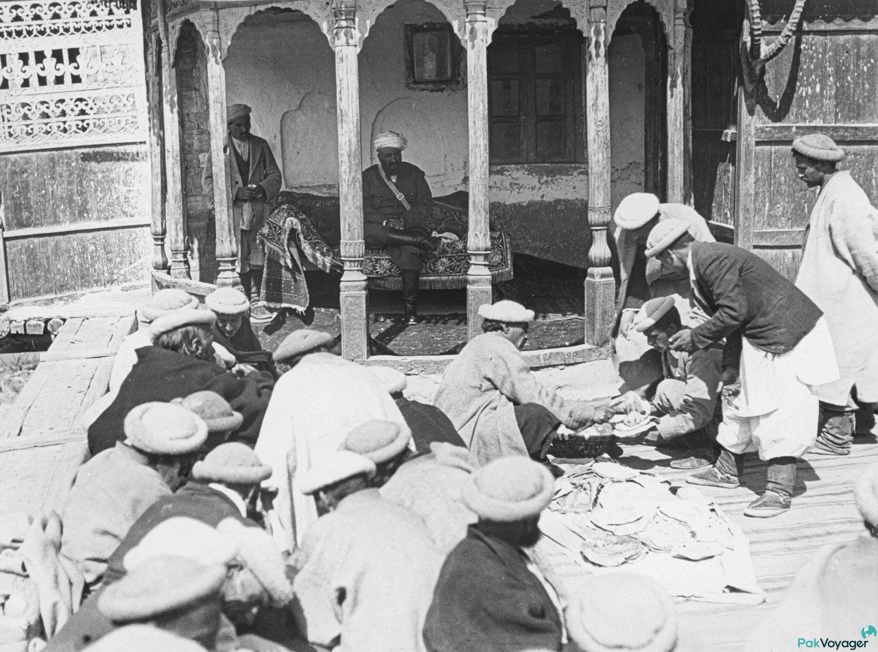 Mir Nazeem Khan in Baltit Fort Courtyard